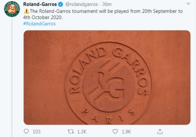 French Open moved to September 2020 | French Open moved to September 2020