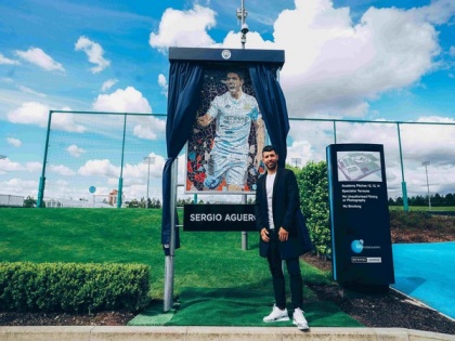 Aguero presented with mosaic inspired by his first-ever Manchester City goal | Aguero presented with mosaic inspired by his first-ever Manchester City goal