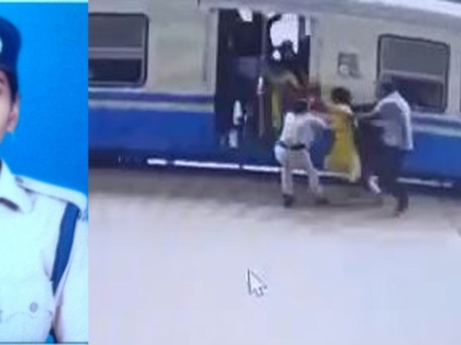 RPF woman constable saves life of passenger at Hyderabad railway station | RPF woman constable saves life of passenger at Hyderabad railway station