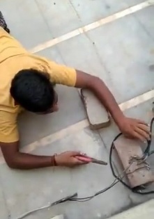 Power thief's snake crawl to cut wires caught on video | Power thief's snake crawl to cut wires caught on video