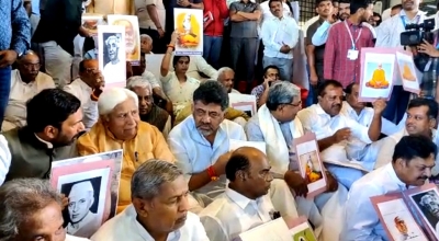 K'taka BJP set to unveil Savarkar's photo at Belagavi Suvarna Soudha, Cong protests | K'taka BJP set to unveil Savarkar's photo at Belagavi Suvarna Soudha, Cong protests