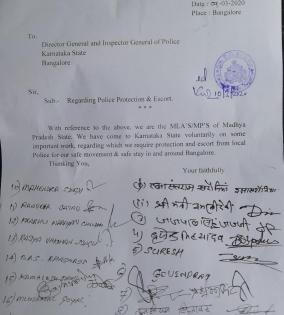 19 MP Cong MLAs, MPs seek police protection in Bengaluru | 19 MP Cong MLAs, MPs seek police protection in Bengaluru 19 MP Cong MLAs, MPs seek police protection in Bengaluru | 19 MP Cong MLAs, MPs seek police protection in Bengaluru