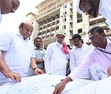 KCR inspects construction of new Telangana secretariat | KCR inspects construction of new Telangana secretariat