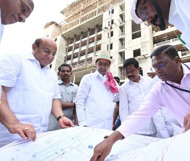 KCR Inspects Construction Of New Telangana Secretariat - Www ...