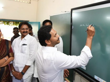 Andhra CM sits in classroom after launching IFP | Andhra CM sits in classroom after launching IFP