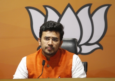 BJP MP Tejasvi Surya faces flak for 'food over flood' video | BJP MP Tejasvi Surya faces flak for 'food over flood' video
