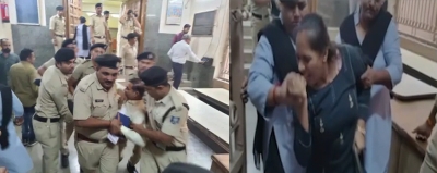 Surat AAP corporator bites security guard | Surat AAP corporator bites security guard