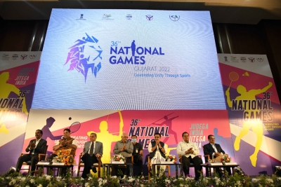 Gujarat CM Bhupendra Patel unveils National Games logo | Gujarat CM Bhupendra Patel unveils National Games logo