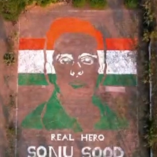 Sonu Sood 'at a loss for words' as fan makes 87K-sq-ft portrait of actor | Sonu Sood 'at a loss for words' as fan makes 87K-sq-ft portrait of actor