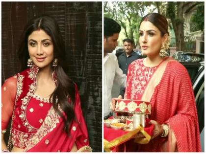 Raveena Tandon, Shilpa Shetty celebrate Karwa Chauth together, see pics | Raveena Tandon, Shilpa Shetty celebrate Karwa Chauth together, see pics