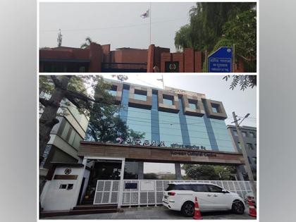 Flag at Korean Embassy in Delhi flies at half-mast over horrific Halloween incident in Seoul | Flag at Korean Embassy in Delhi flies at half-mast over horrific Halloween incident in Seoul