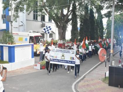 Coast guard conducts walkathon to celebrate Fit India Freedom Run 3.0 | Coast guard conducts walkathon to celebrate Fit India Freedom Run 3.0