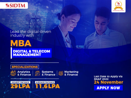 Apply for MBA in Digital & Telecom Management at SIDTM via SNAP 2022; Registrations closing soon! | Apply for MBA in Digital & Telecom Management at SIDTM via SNAP 2022; Registrations closing soon!