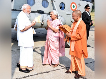 UP Governor, CM Yogi Adityanath receive PM Modi in Varanasi | UP Governor, CM Yogi Adityanath receive PM Modi in Varanasi