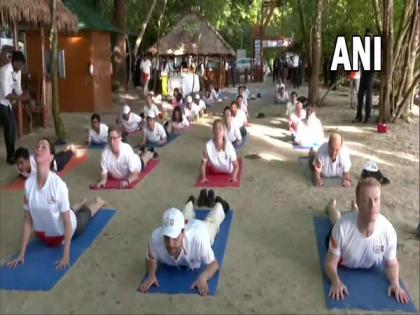 G20 event: Heads of foreign missions perform Yoga at beach in Andaman and Nicobar islands | G20 event: Heads of foreign missions perform Yoga at beach in Andaman and Nicobar islands