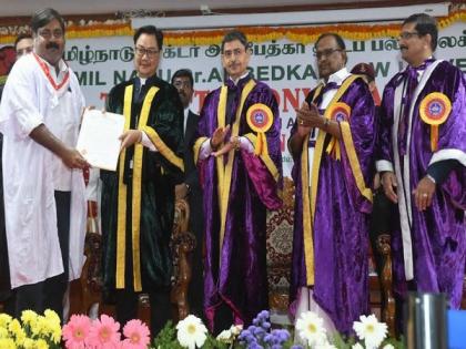 Kumar Rajendran, Chairman of Dr MGR-Janaki College of Arts and Science for Women received Doctorate Degree from the Union Minister for Law and Justice Kiren Rijiju | Kumar Rajendran, Chairman of Dr MGR-Janaki College of Arts and Science for Women received Doctorate Degree from the Union Minister for Law and Justice Kiren Rijiju
