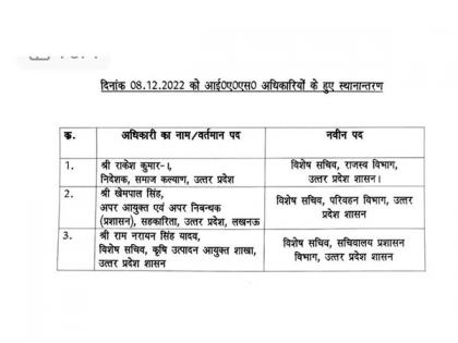 3 IAS officers transferred in Uttar Pradesh | 3 IAS officers transferred in Uttar Pradesh