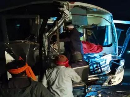 UP: Tourist bus collides with truck on National Highway near Varanasi; 13 including bus driver, conductor injured | UP: Tourist bus collides with truck on National Highway near Varanasi; 13 including bus driver, conductor injured