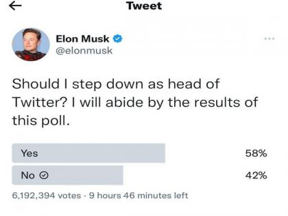 "Should I step down as head of Twitter?" asks Elon Musk, majority say "yes" | "Should I step down as head of Twitter?" asks Elon Musk, majority say "yes" "Should I step down as head of Twitter?" asks Elon Musk, majority say "yes" | "Should I step down as head of Twitter?" asks Elon Musk, majority say "yes"