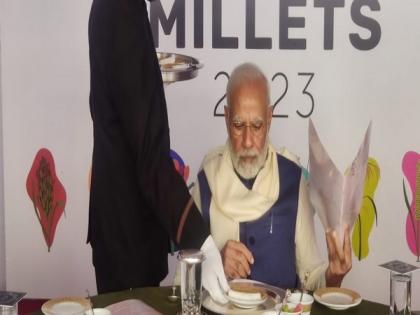 PM Modi, fellow MPs enjoy millet lunch in Parliament | PM Modi, fellow MPs enjoy millet lunch in Parliament