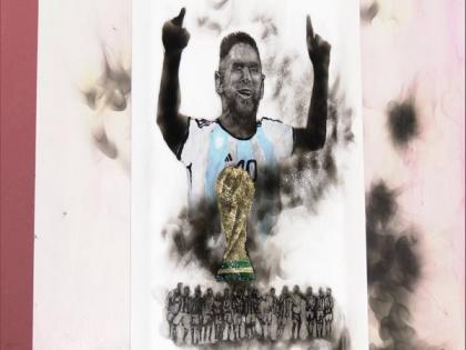 Cuttack: Artist makes smoke portrait of Lionel Messi with World Cup | Cuttack: Artist makes smoke portrait of Lionel Messi with World Cup