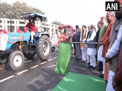 Lucknow: CM Yogi flags off tractors on former PM Chaudhary Charan Singh's birth anniversary | Lucknow: CM Yogi flags off tractors on former PM Chaudhary Charan Singh's birth anniversary