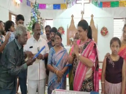 Andhra Minister RK Roja participates in Christmas celebrations in Puttur's St Lutheran Church | Andhra Minister RK Roja participates in Christmas celebrations in Puttur's St Lutheran Church