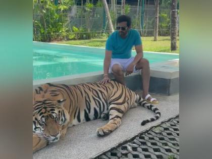 Actor Santhanam faces backlash over his video of holding tiger's tail in his hand | Actor Santhanam faces backlash over his video of holding tiger's tail in his hand