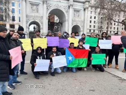 Baloch activists holds protest in London against Pakistani police brutality in Gwadar | Baloch activists holds protest in London against Pakistani police brutality in Gwadar