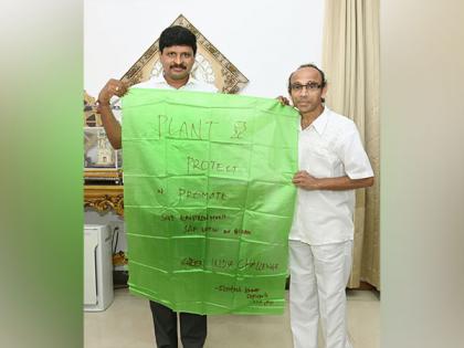 Green activist Satish Sikha meets MP Joginpally Santosh Kumar in Hyderabad | Green activist Satish Sikha meets MP Joginpally Santosh Kumar in Hyderabad
