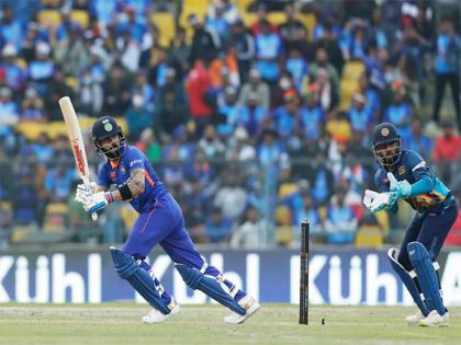 Virat's 45th ODI ton powers India to 373/7 against Sri Lanka in 1st ODI | Virat's 45th ODI ton powers India to 373/7 against Sri Lanka in 1st ODI
