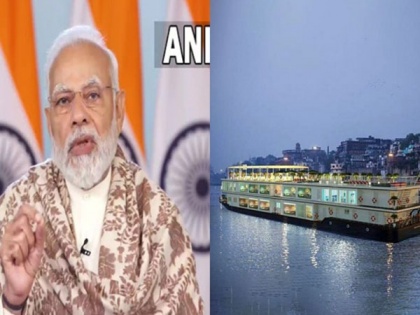 PM Modi flags of world's longest river cruise MV Ganga Vilas in Varanasi | PM Modi flags of world's longest river cruise MV Ganga Vilas in Varanasi
