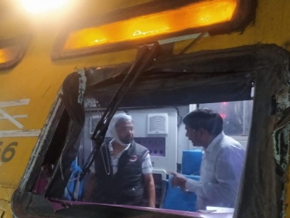 Motorman injured after boom of crane hits local train's motor cabin | Motorman injured after boom of crane hits local train's motor cabin