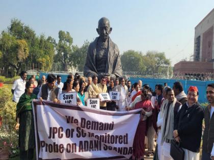 Opposition protests outside Parliament, demands JPC probe in Adani row | Opposition protests outside Parliament, demands JPC probe in Adani row