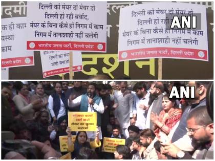 Delhi Mayor election: BJP, AAP protest; accuse each other of delaying poll | Delhi Mayor election: BJP, AAP protest; accuse each other of delaying poll