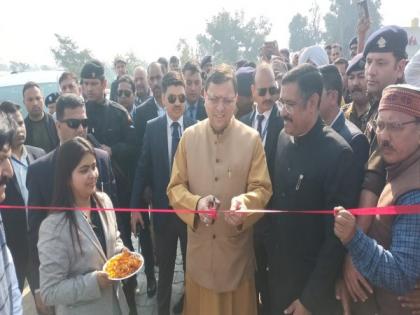Uttarakhand CM Dhami inaugurates temporary helipad in Khatima | Uttarakhand CM Dhami inaugurates temporary helipad in Khatima