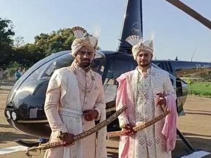 MP: Cousins take out wedding procession in helicopter to fulfil late grandfather's wish in Bhopal | MP: Cousins take out wedding procession in helicopter to fulfil late grandfather's wish in Bhopal