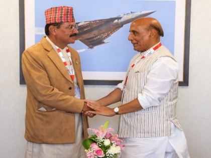 Defence Minister Rajnath Singh interacts with Nepalese counterpart Hari Prasad Uprety | Defence Minister Rajnath Singh interacts with Nepalese counterpart Hari Prasad Uprety