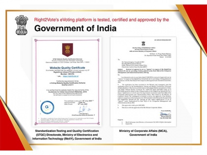 Right2Vote's Online Election System is certified by STQC, Government of India | Right2Vote's Online Election System is certified by STQC, Government of India