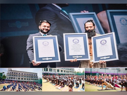Akshar Yoga creates triple Guinness World Records in 3 Yoga Asanas | Akshar Yoga creates triple Guinness World Records in 3 Yoga Asanas