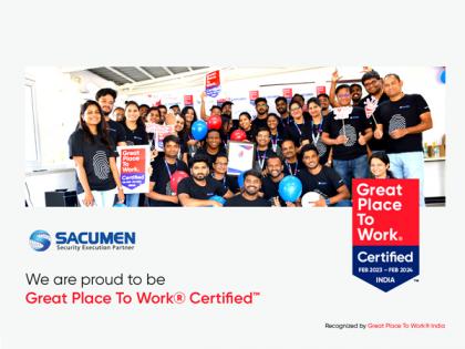Sacumen is certified as a Great Place To Work Certified Company | Sacumen is certified as a Great Place To Work Certified Company