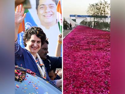 BJP-Cong engage in war of words over Gulal made from rose petals carpeted for Priyanka Gandhi's convoy | BJP-Cong engage in war of words over Gulal made from rose petals carpeted for Priyanka Gandhi's convoy