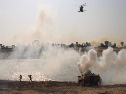 Indian Army's Desert Corps conduct tactical floatation to validate operational parameters | Indian Army's Desert Corps conduct tactical floatation to validate operational parameters