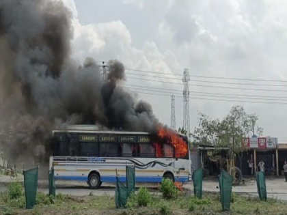 Bus catches fire in Assam's Nalbari district, no casualties | Bus catches fire in Assam's Nalbari district, no casualties