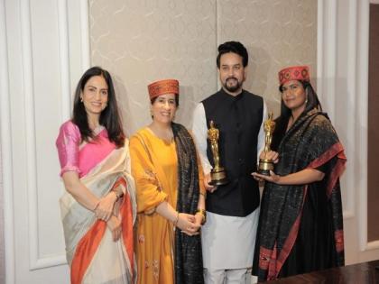 Union minister Anurag Thakur meets team of 'The Elephant Whisperers' | Union minister Anurag Thakur meets team of 'The Elephant Whisperers'