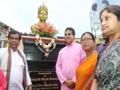 Tripura: CM Manik Saha unveils statue of Maharaja Bir Bikram in Agartala | Tripura: CM Manik Saha unveils statue of Maharaja Bir Bikram in Agartala