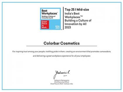 Colorbar Cosmetics amongst 'India's Best Workplaces Building a Culture of Innovation by All 2023' | Colorbar Cosmetics amongst 'India's Best Workplaces Building a Culture of Innovation by All 2023'