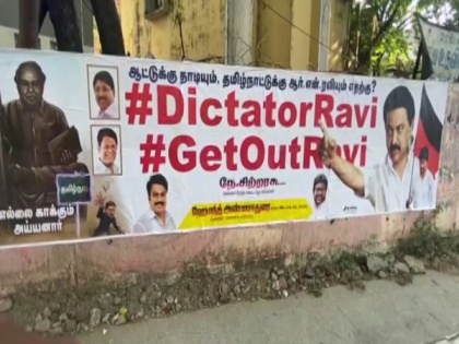 'GetoutRavi' posters appear in Chennai after TN Governor's "Bill is dead" remark | 'GetoutRavi' posters appear in Chennai after TN Governor's "Bill is dead" remark