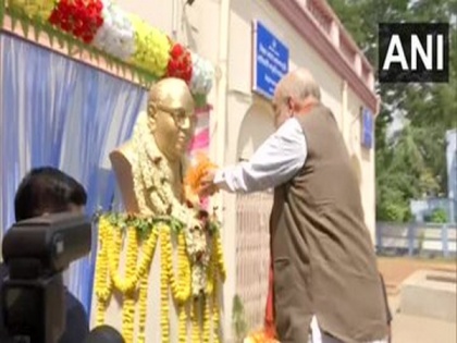 Union Home Minister Shah pays floral tributes to Ambedkar in West Bengal | Union Home Minister Shah pays floral tributes to Ambedkar in West Bengal