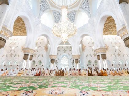 Mansour bin Zayed, Abu Dhabi Crown Prince, Sheikhs perform Eid Al Fitr prayer at Sheikh Zayed Grand Mosque | Mansour bin Zayed, Abu Dhabi Crown Prince, Sheikhs perform Eid Al Fitr prayer at Sheikh Zayed Grand Mosque
